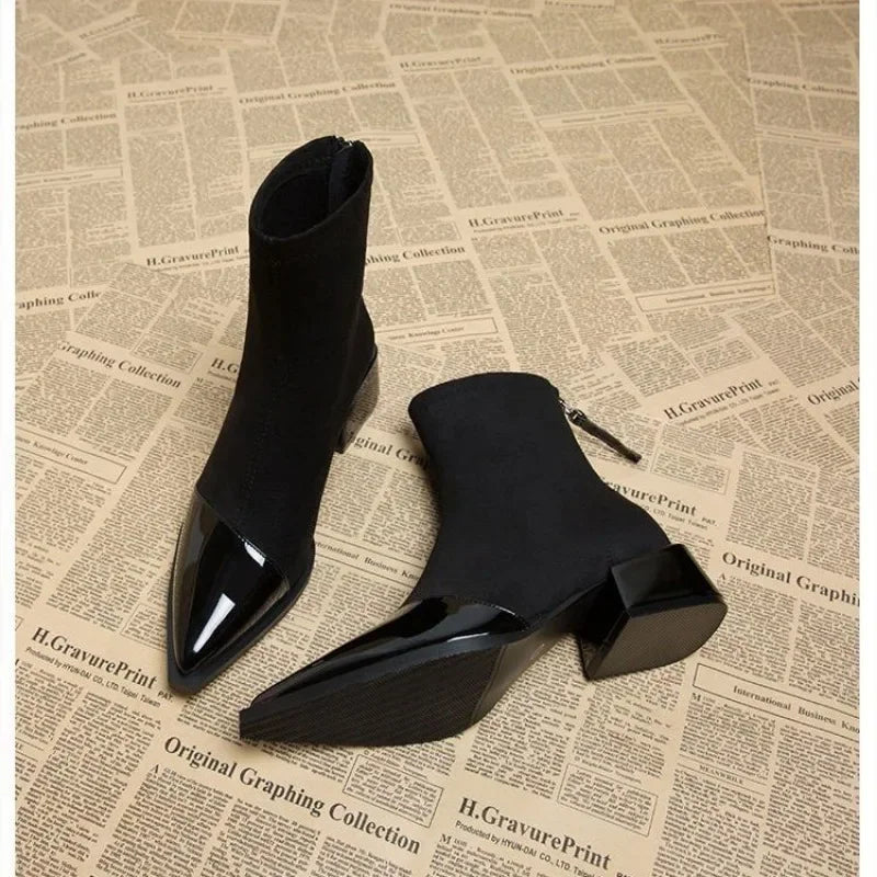 Joyce | Women's Pointed Toe Block Heel Ankle Boots