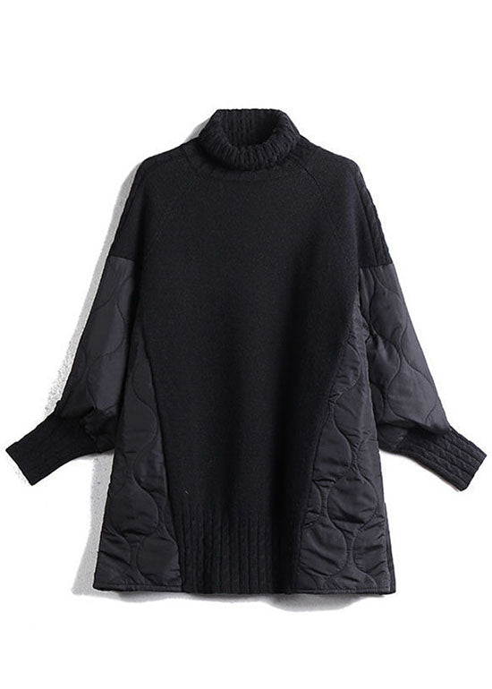 Claudia® | Simple turtleneck patchwork knit sweater