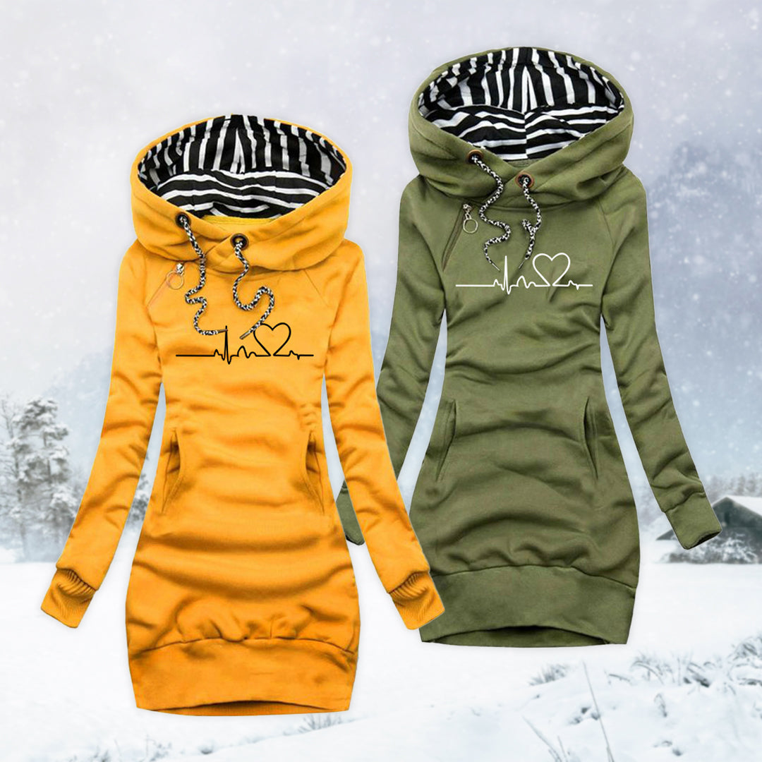 Diana | Sweater dress printed heart motif comfortable trendy