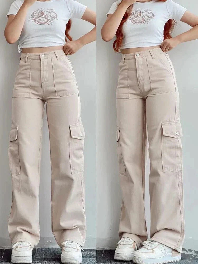 Beverley® | Vintage High Waist Cargo Pants With Straight Legs