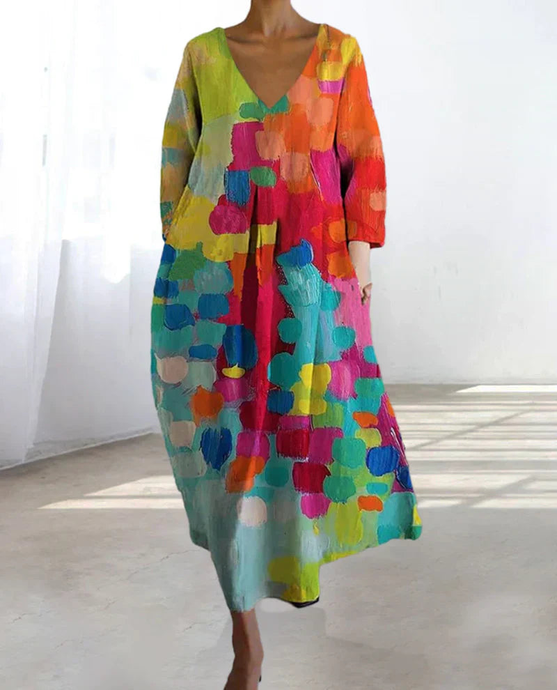 Deméter® | Colorful Printed V-Neck Dress