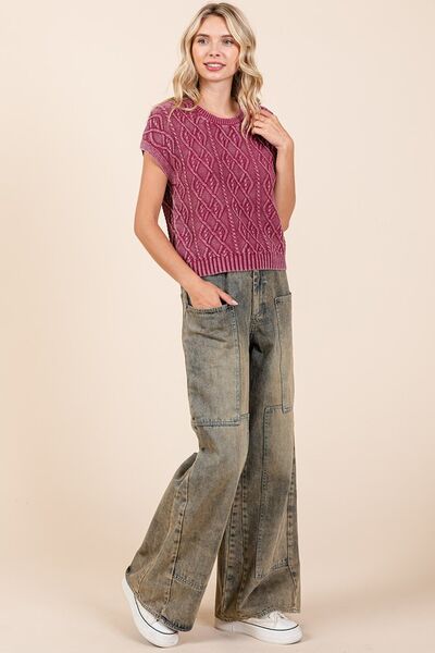 Ashley® | Washed wide-leg jeans with pockets
