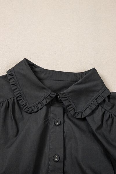 Autumn® | Dress with button placket, puff sleeves and ruffled hem