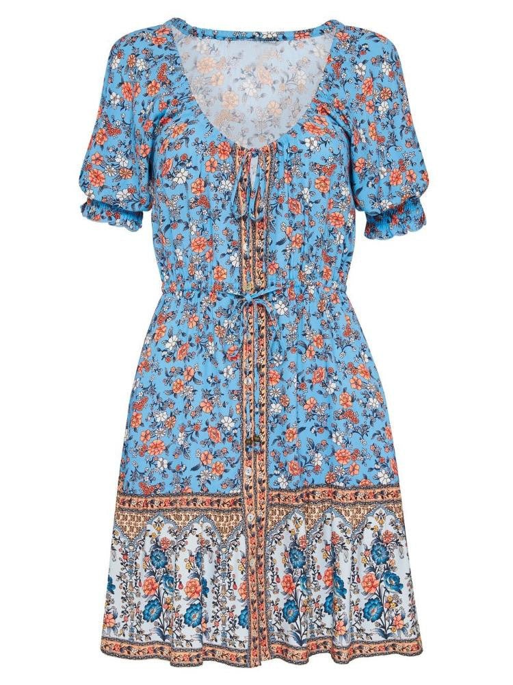 Camila® | Mini peasant dress with lacing