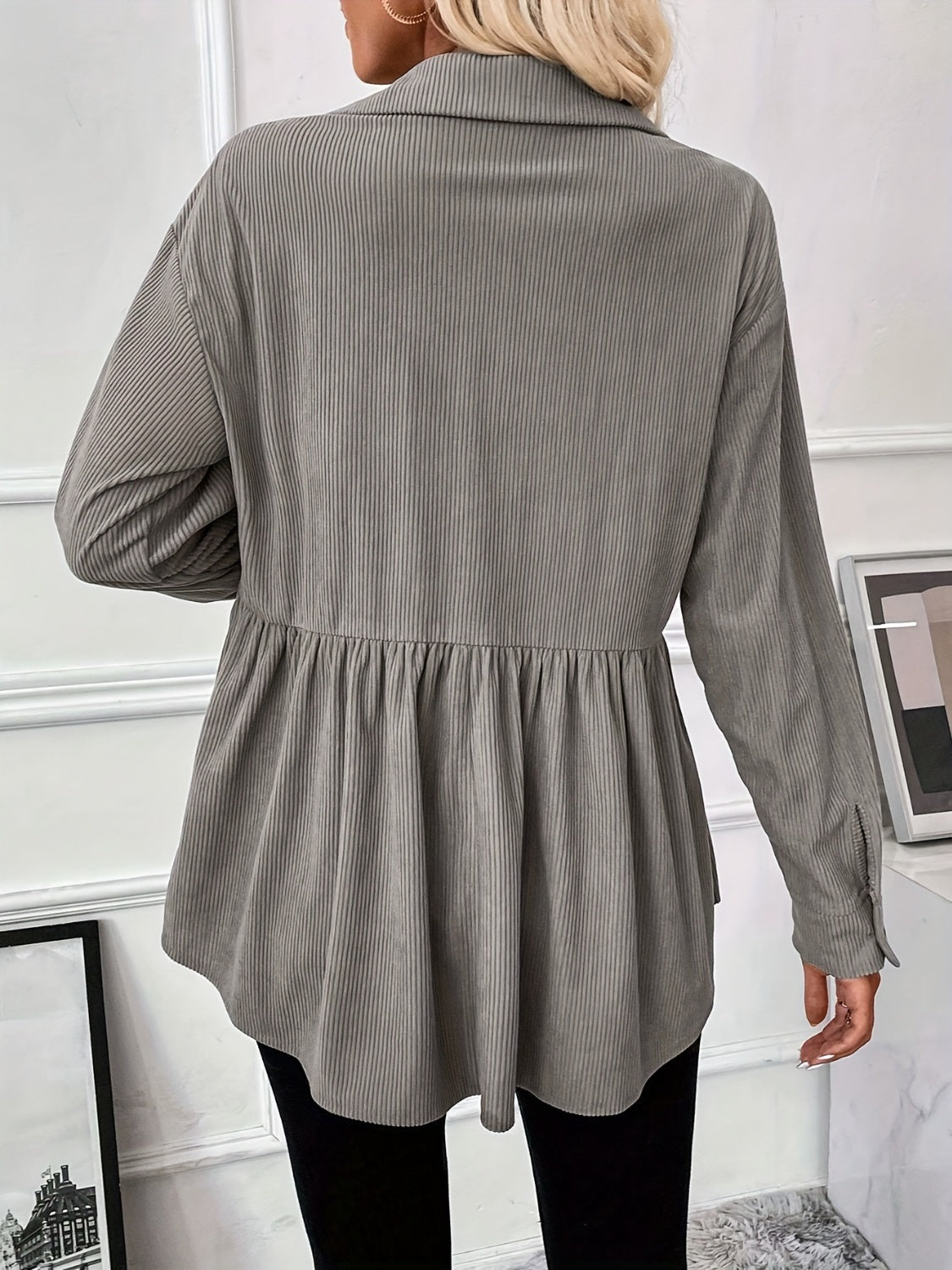 Angela® | Corduroy peplum jacket with buttons