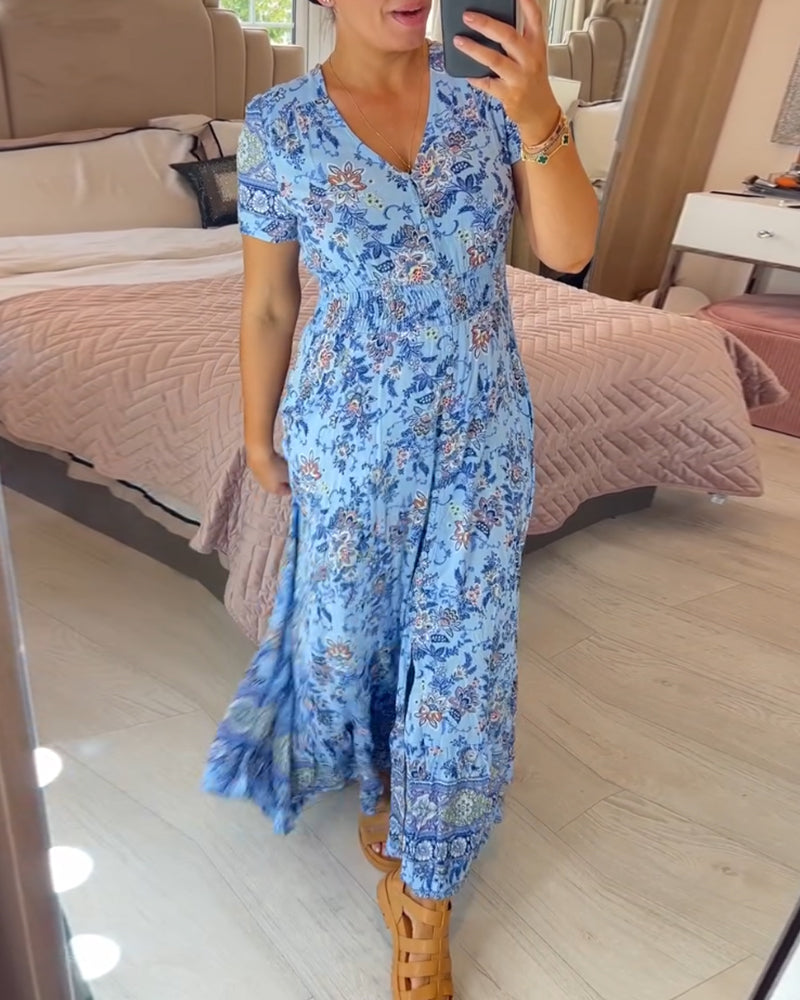 Cristina® | Floral print V-neck dress