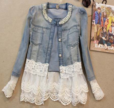 Dorotea® | Jacket Blue Patchwork Denim Jacket for Women