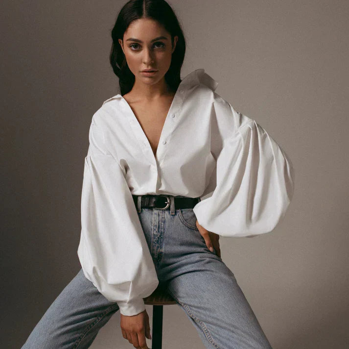 Bryanne® | Women Puff Sleeve Button Blouse
