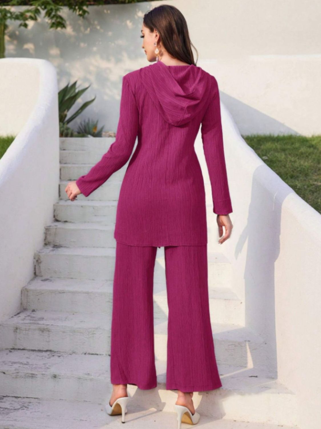 Annelie® | Set consisting of a long-sleeved hooded top and tie-dye trousers