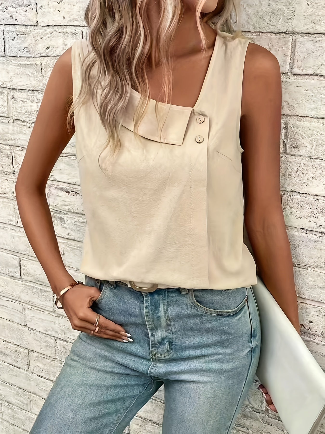 Circe® | Elegant Asymmetrical Neck Tank Top For Women
