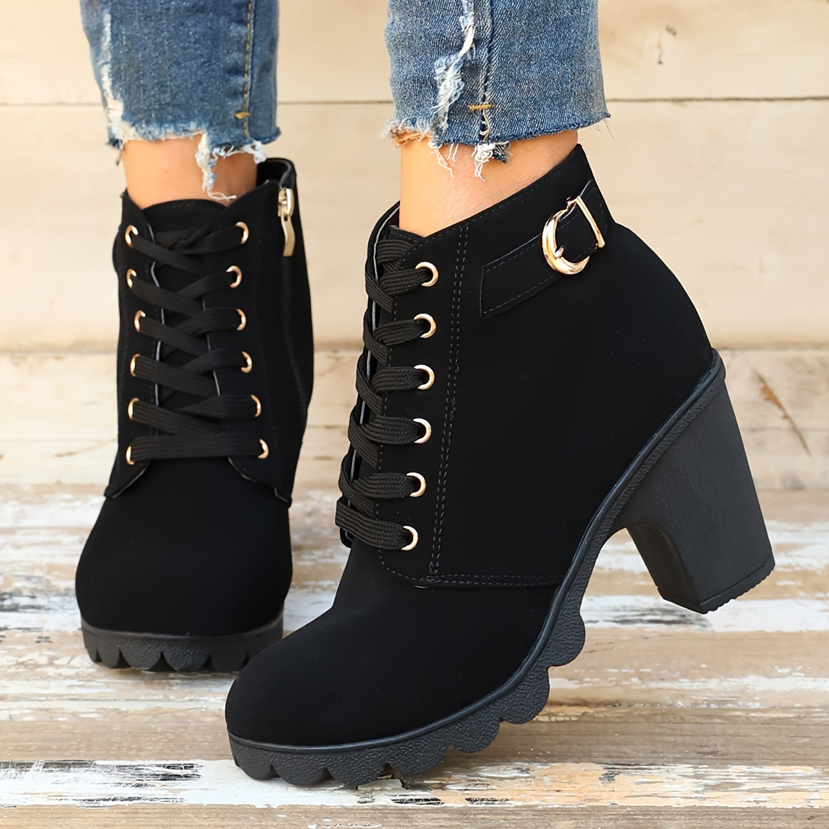 Brigitte® | Plain boots with a chunky heel