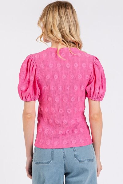 Celia® | Short-sleeved top with a round neckline and a floral pattern