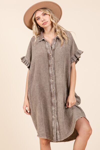 Brenda® | Mini cotton gauze shirt dress