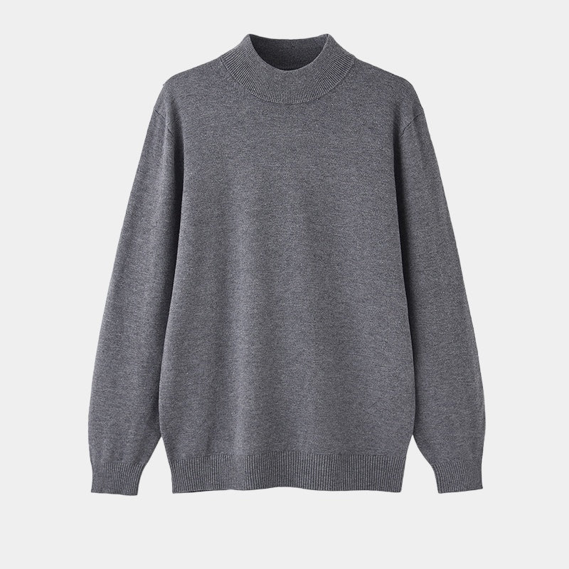 Men’s Knitted Top – Slim Fit – Mock Neck – Soft Cotton – Long Sleeve Minimalist