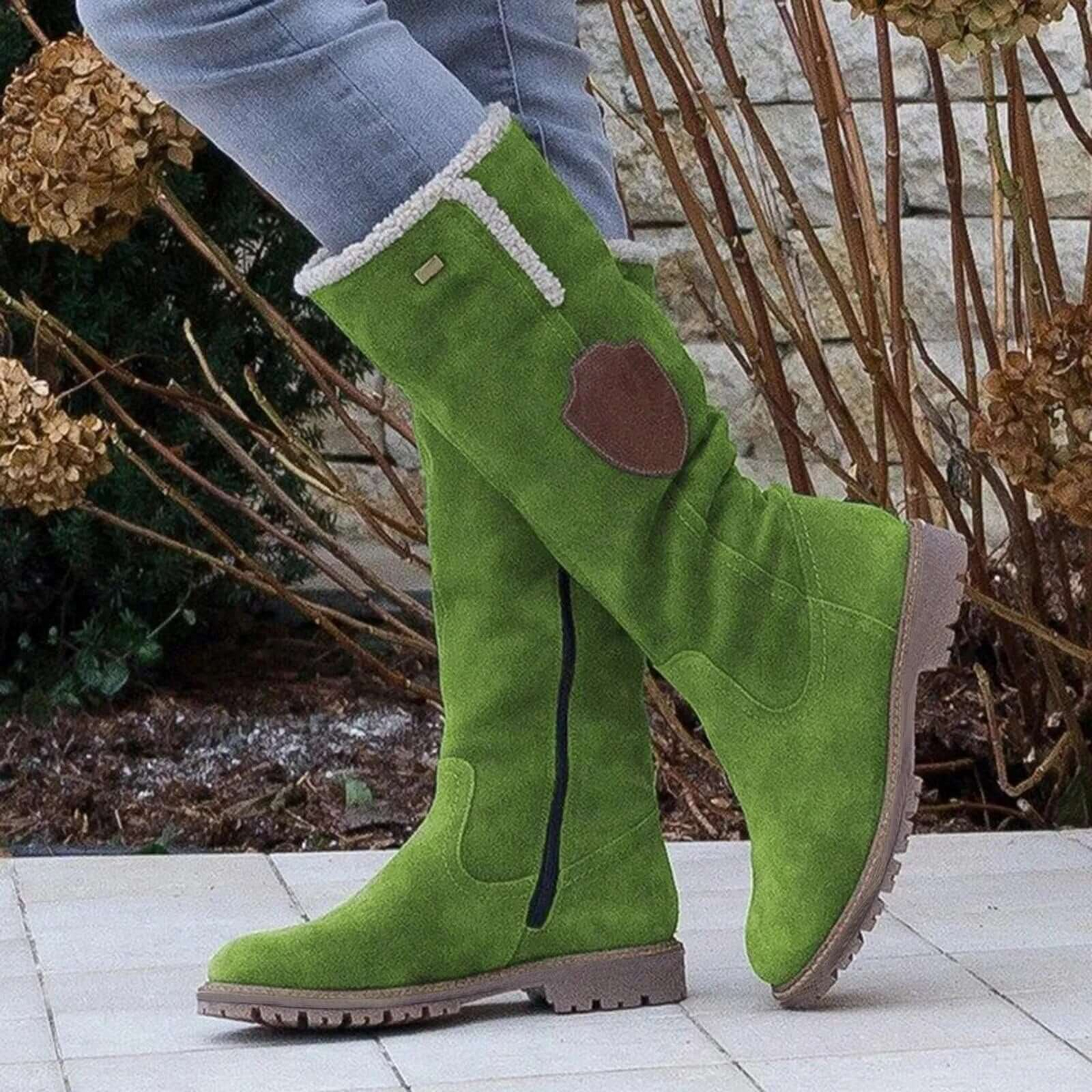 Women’s Knee-High Boots – Suede – Fleece Lined – Rugged Sole – Casual Fit