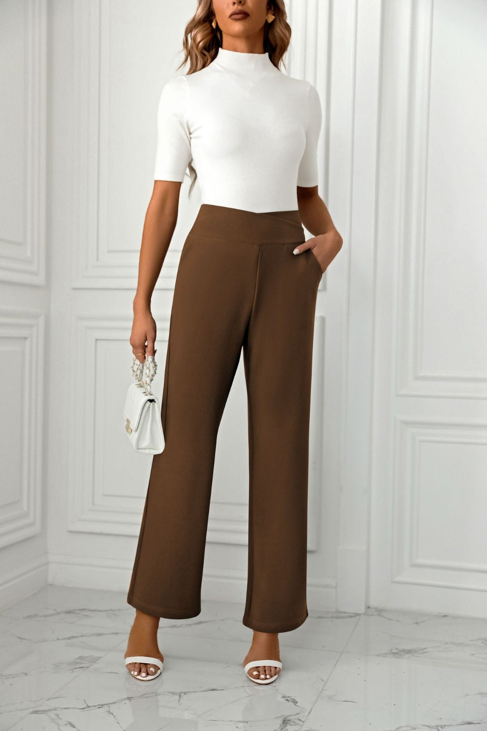 Ava® | Straight leg trousers with high waist