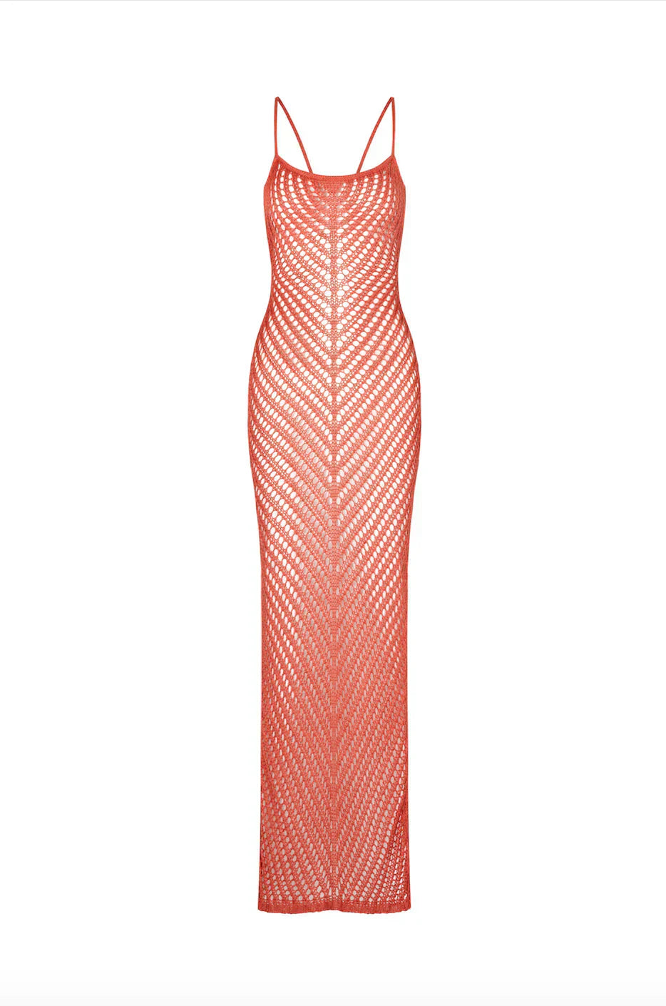 Araceli® | Red transparent knitted hollow beach dress