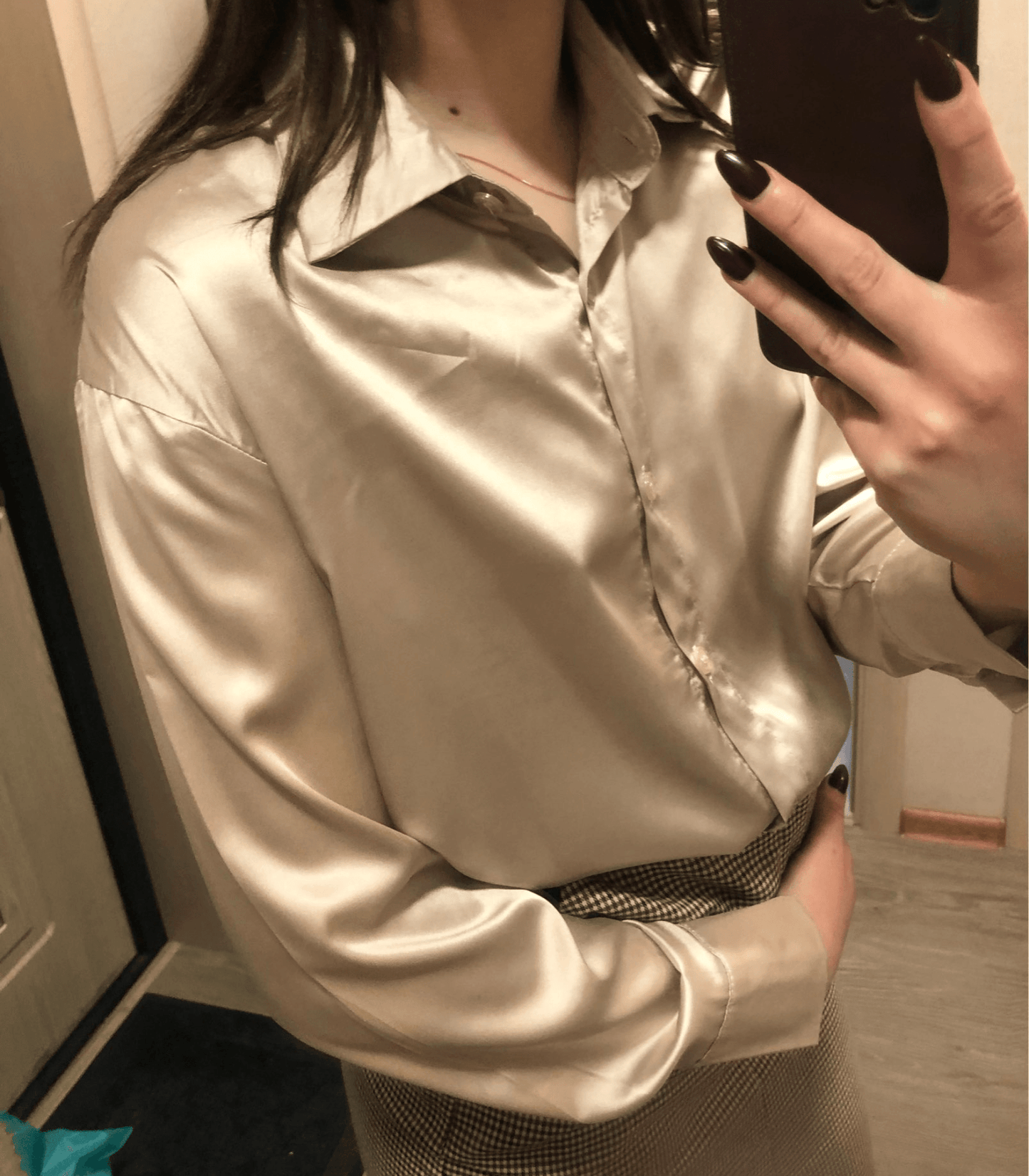 Claudia® | Buttoned Satin Silk Blouse