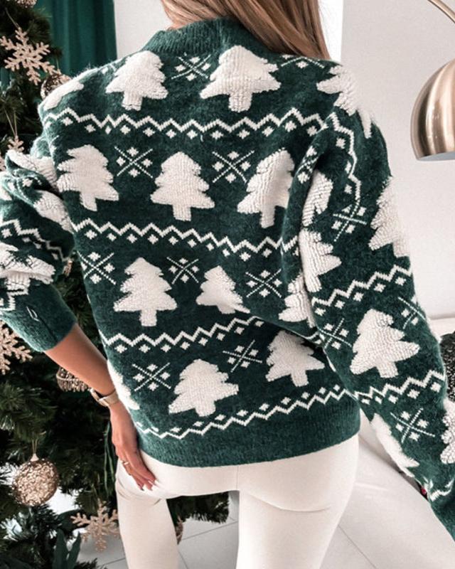Ariadna® | Embroidered sweater with 3D Christmas tree print