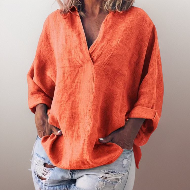 Dafne® | Comfortable long-sleeved shirt with a V-neck