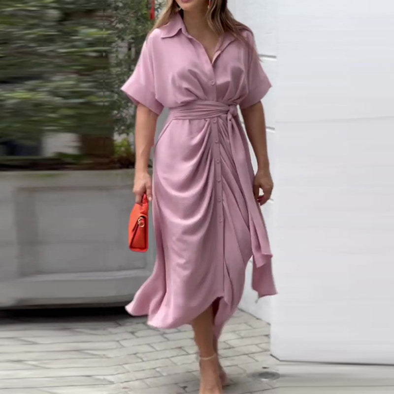Lucille | Elegant High-Waist Flounce Collar Dress for Everyday Style