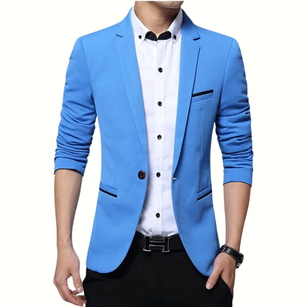 Men’s Blazer – Slim Fit – Single Breasted – Notched Lapel – Ruched ¾ Sleeve