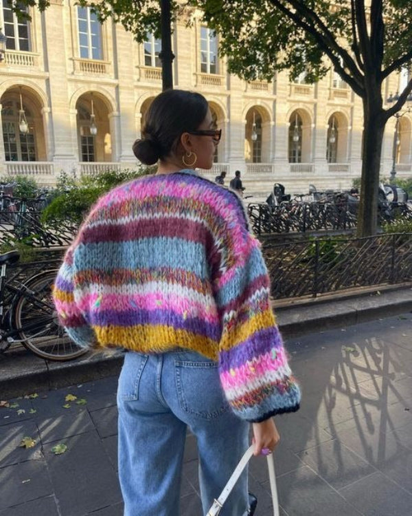 Women’s Cardigan – Chunky Knit – Oversized Fit – Open Front – Cropped Casual Layer