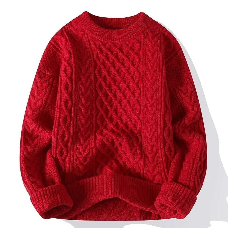 Women’s Sweater – Wool Blend – Relaxed Fit – Cable Knit – Ribbed Crew Neck
