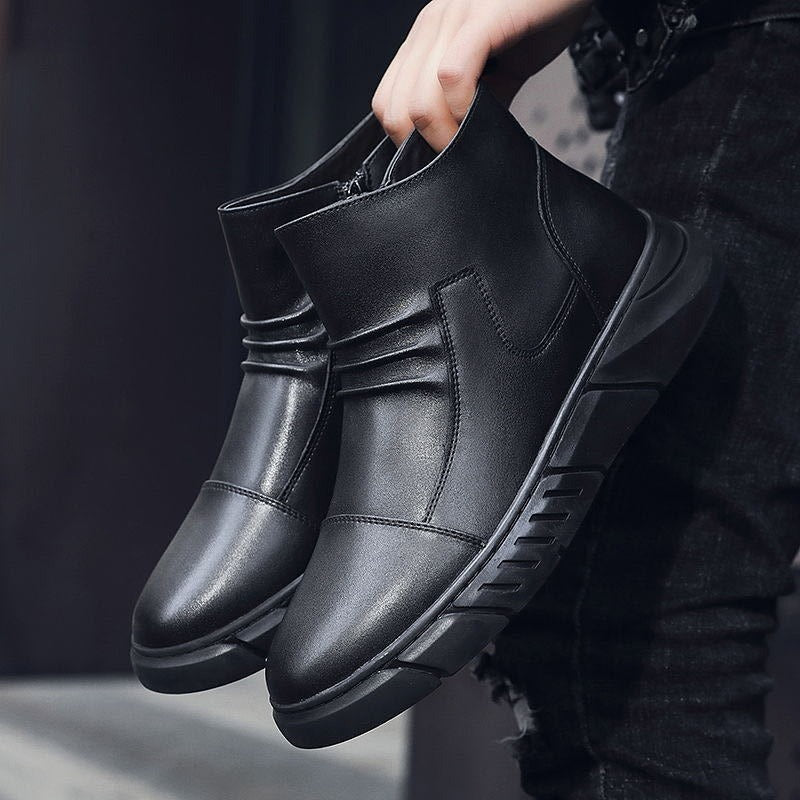 Men’s Ankle Boots – Genuine Leather – Side Zipper – Sleek Fit – Grip Sole