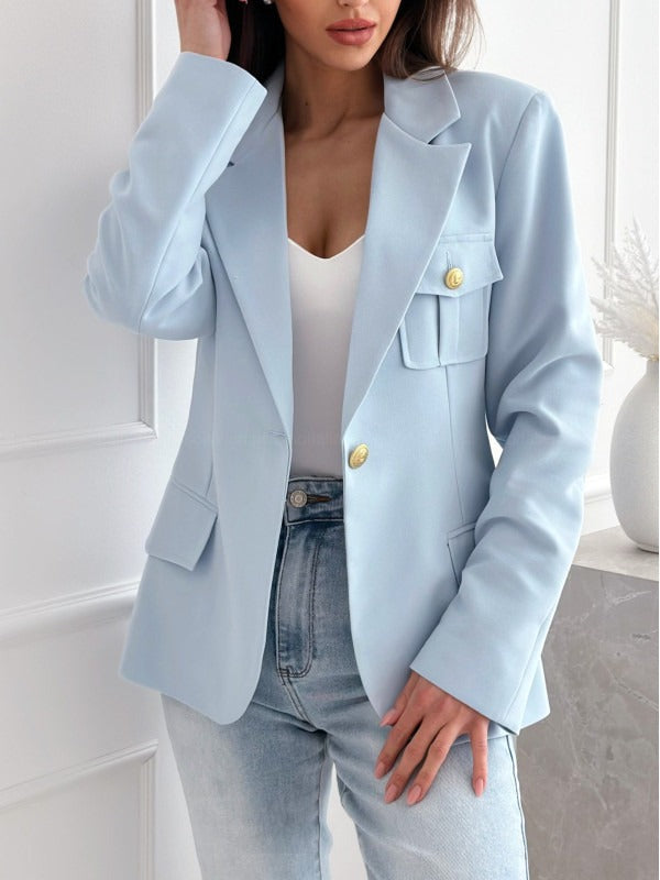 Women's Blazer – Tailored Fit – Wool Blend – Double Breasted – Notch Lapel – Long Sleeve
