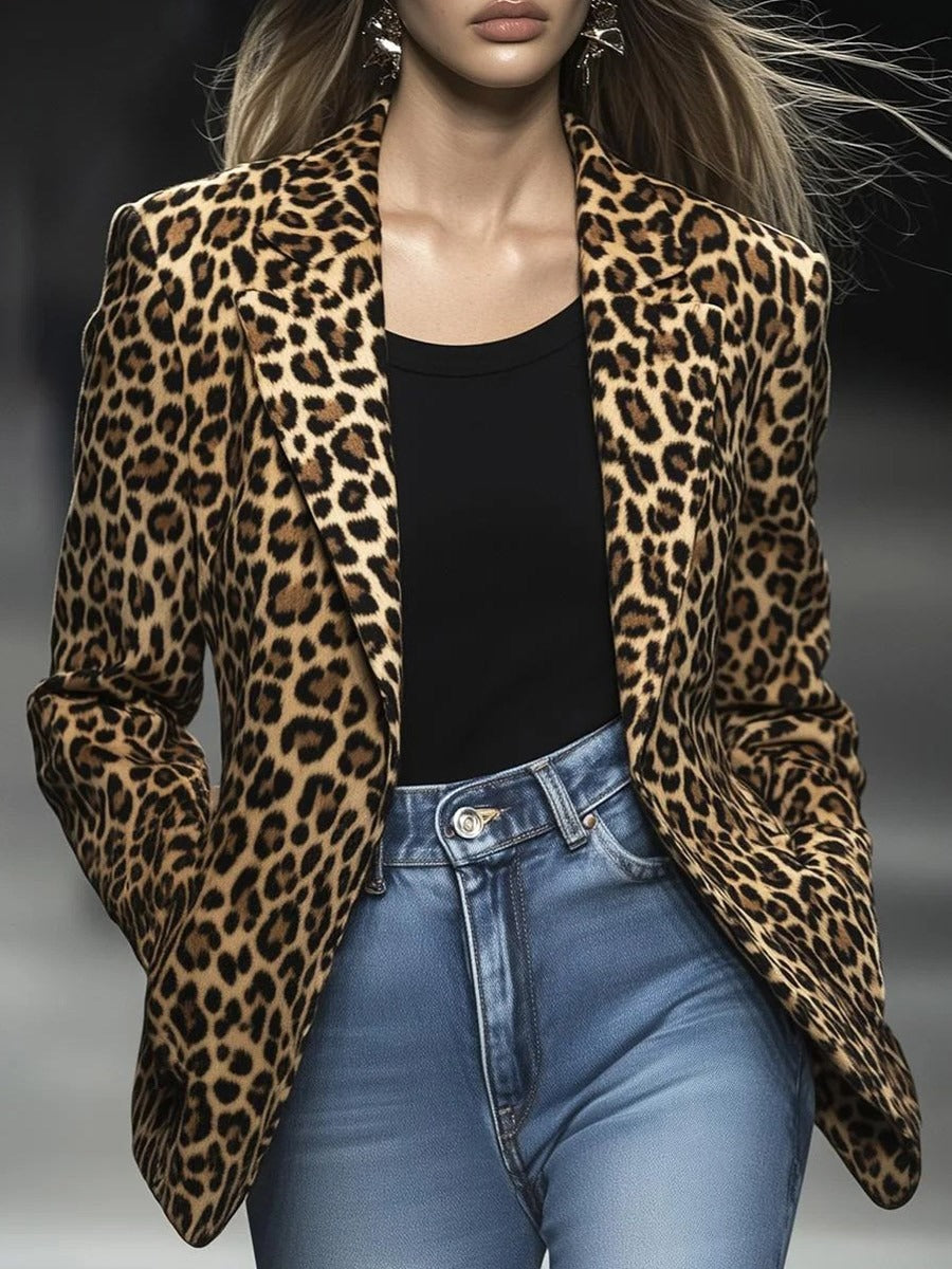 Women’s Blazer – Tailored Fit – Textured Woven – Single-Breasted – Broad Lapel