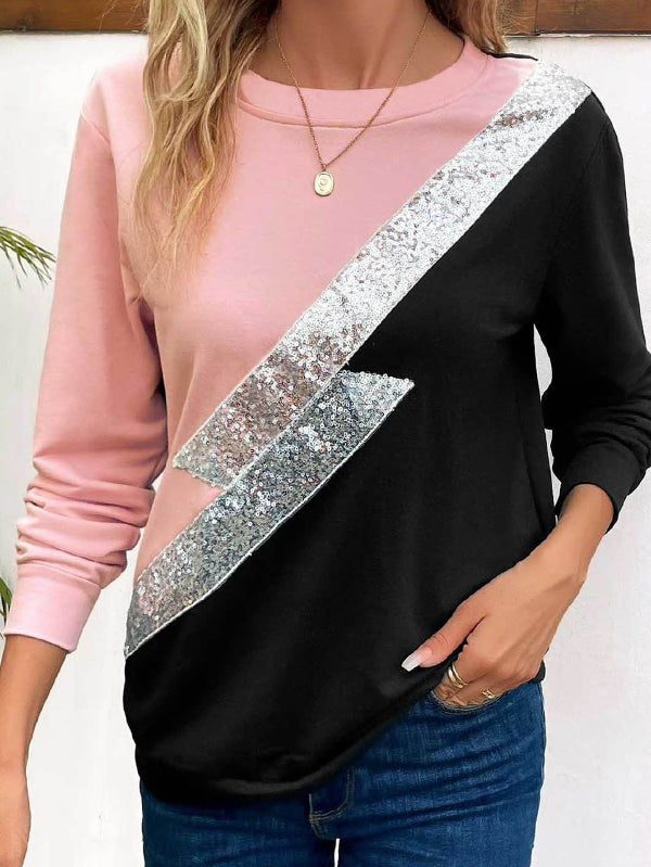 Women’s Sweatshirt – Relaxed Fit – Soft Fabric – Diagonal Stripe Detail