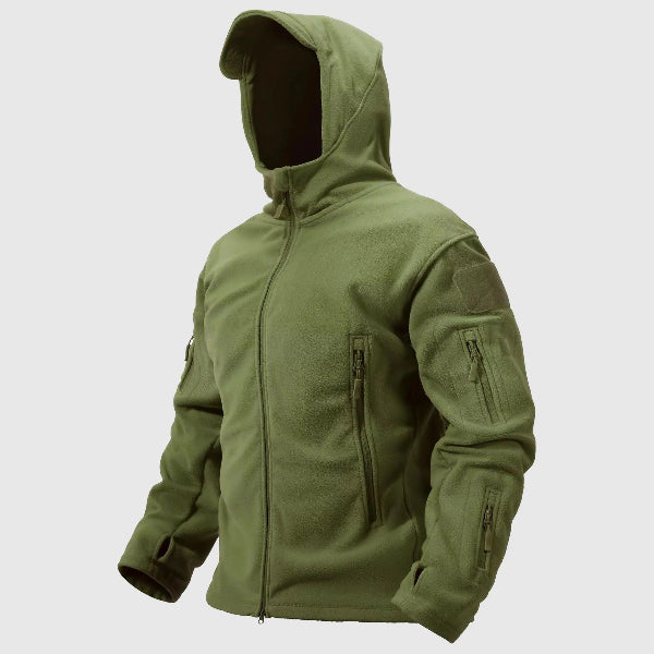 Men’s Thermal Coat – Fleece Insulated – Structured Fit – Hooded with Zipper Closure