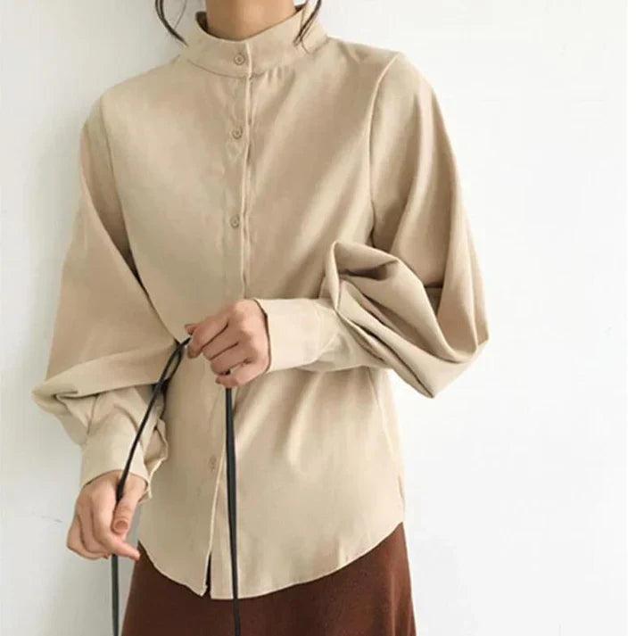 Buchey® | Classic Turtleneck Blouse With Balloon Sleeves