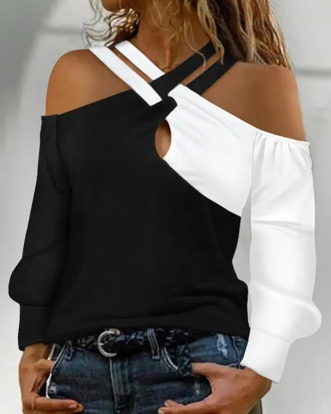 Amaranta® | Long Sleeve Cold Shoulder Top With Croch Strap