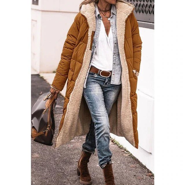 Claudia | Longer Fleece Coat with Hood and Casual Cut