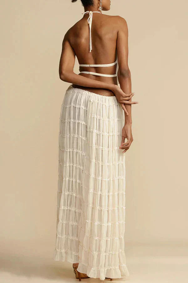Brigid® | Set of halter top and long skirt in beige