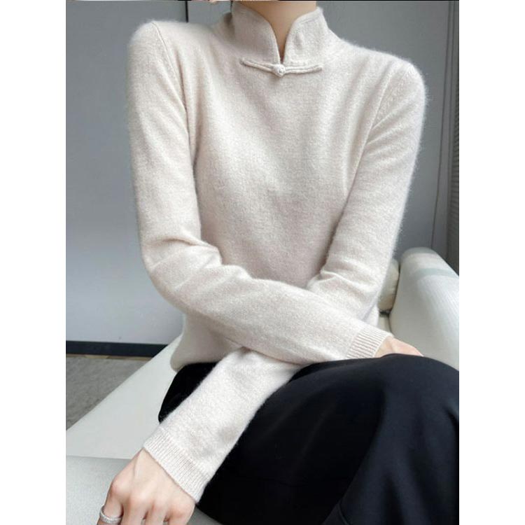 Casandra® | Elegant women's knitted sweater with stand-up collar