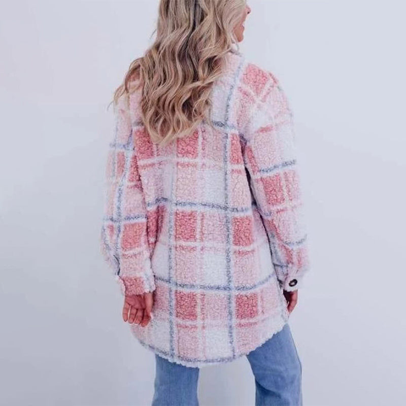 Carina® | Checked teddy jacket for women