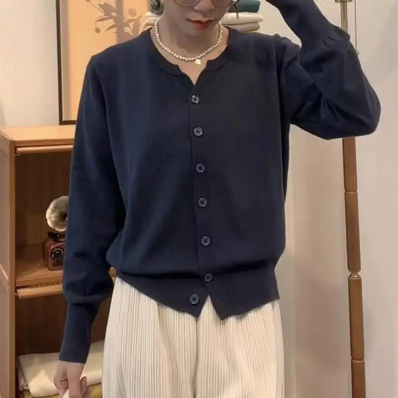 Claudia® | Indigo cashmere cropped sweater for women