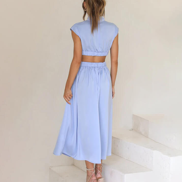 Claudia® | Pleated Dress With High Neck