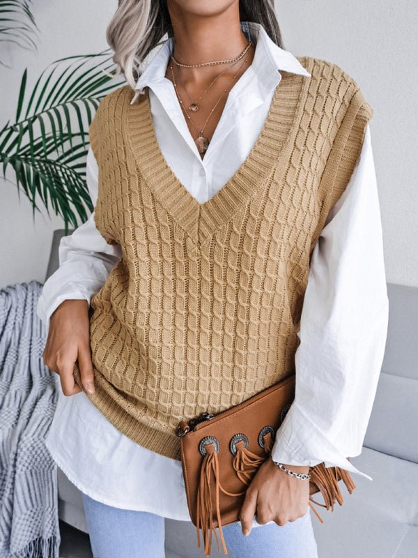Edna® | Women'S V-Neck Fried Dough Casual Loose Knit Sweater