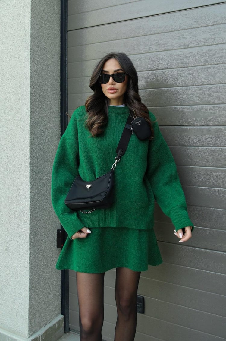Dominique | Women's Oversized Mini Sweater Skirt Set