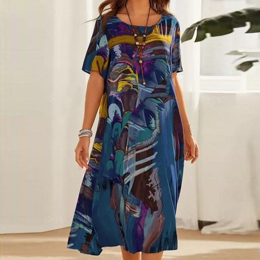 Yovi | Artistic Print Midi Dress