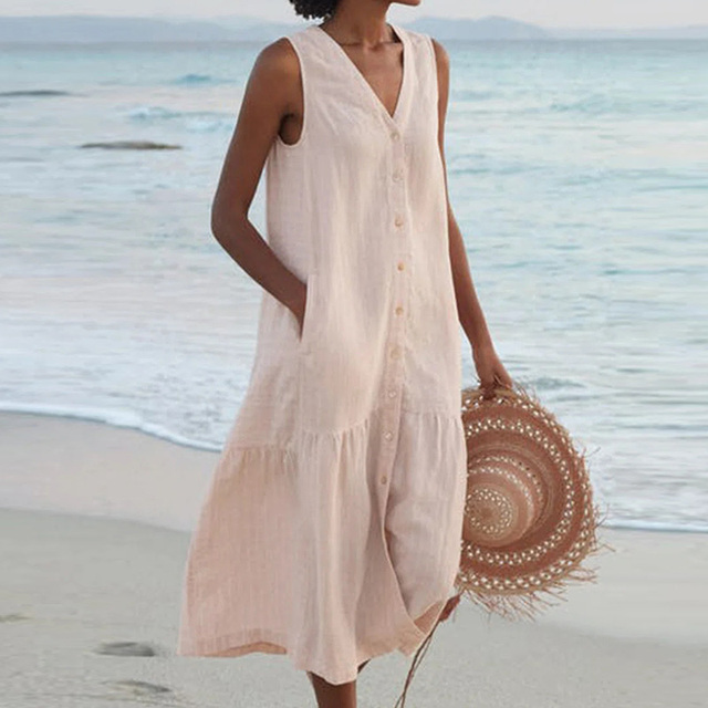 Sheila | Elegant Button-Down Summer Dress for Comfort and Style