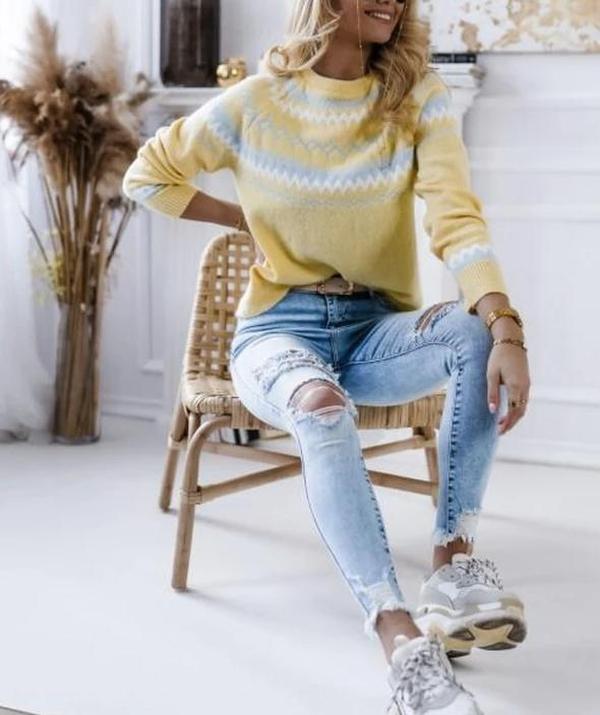 Angeline's® | Fresh yellow long sleeve sweater