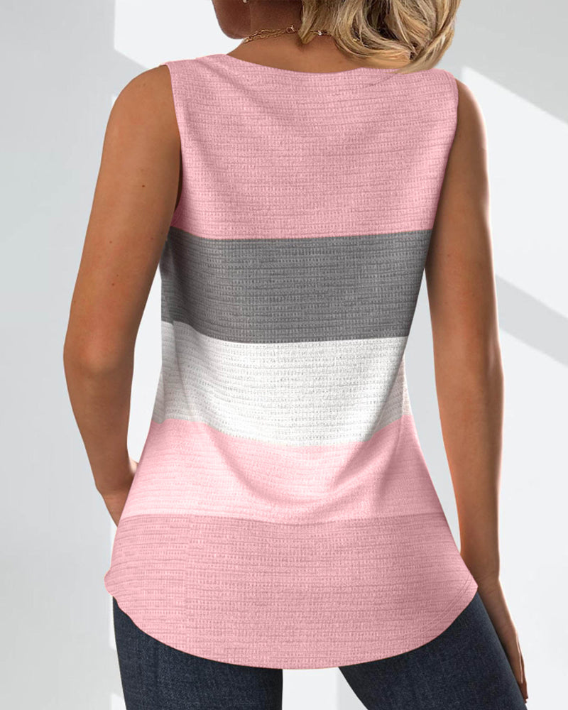 Dolores® | Striped tank top with buttons and pleats