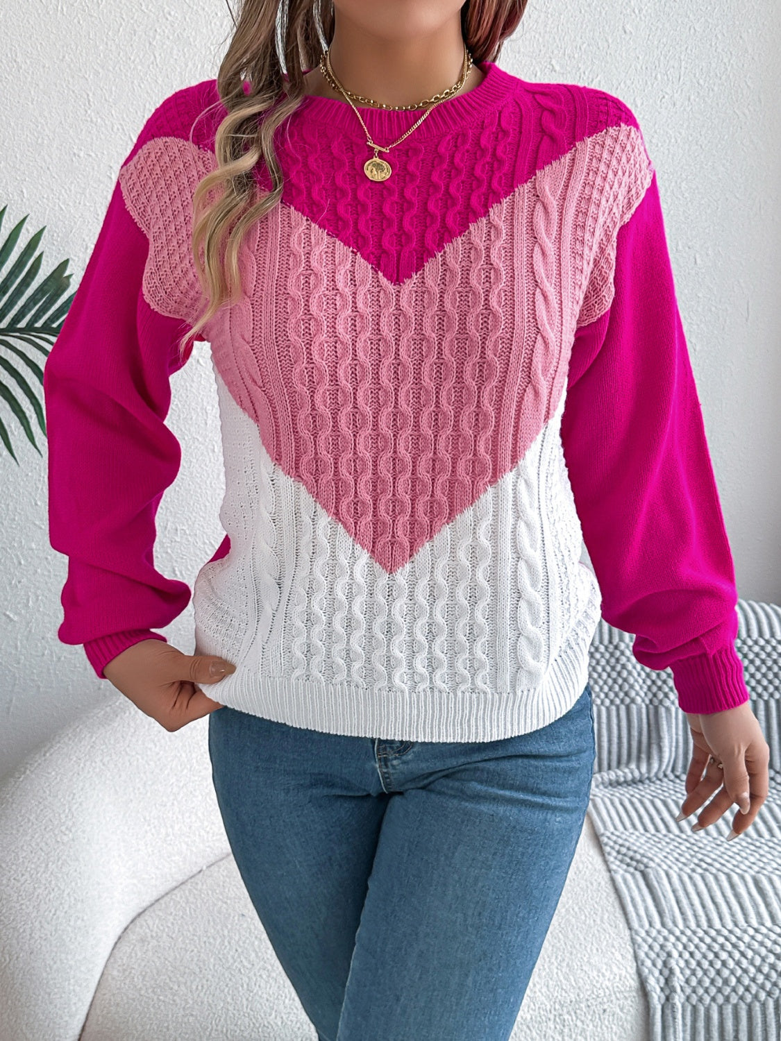 Dominique® | Contrasting long-sleeved sweater with a crew neck