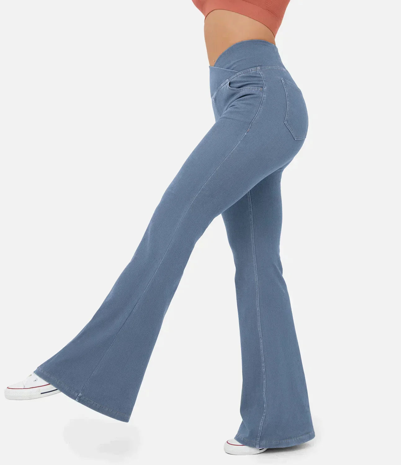 Aurora® | Women'S High-Waisted Retro Flare Pants With Crossover Waistband