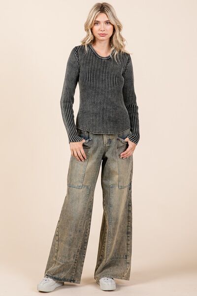 Ashley® | Washed wide-leg jeans with pockets